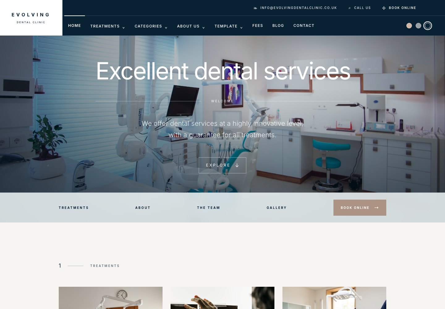 Evolving Dental Clinic website template screenshot